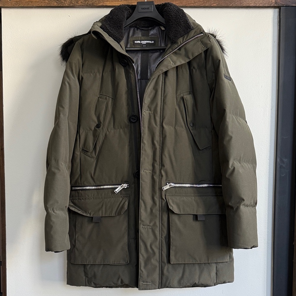 Karl Lagerfeld Men's Green Puffer Coat